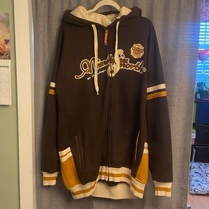Ninety Six North Mens Sz 3XL Brown Full Zip Embroidered Hoodie Jacket TS1